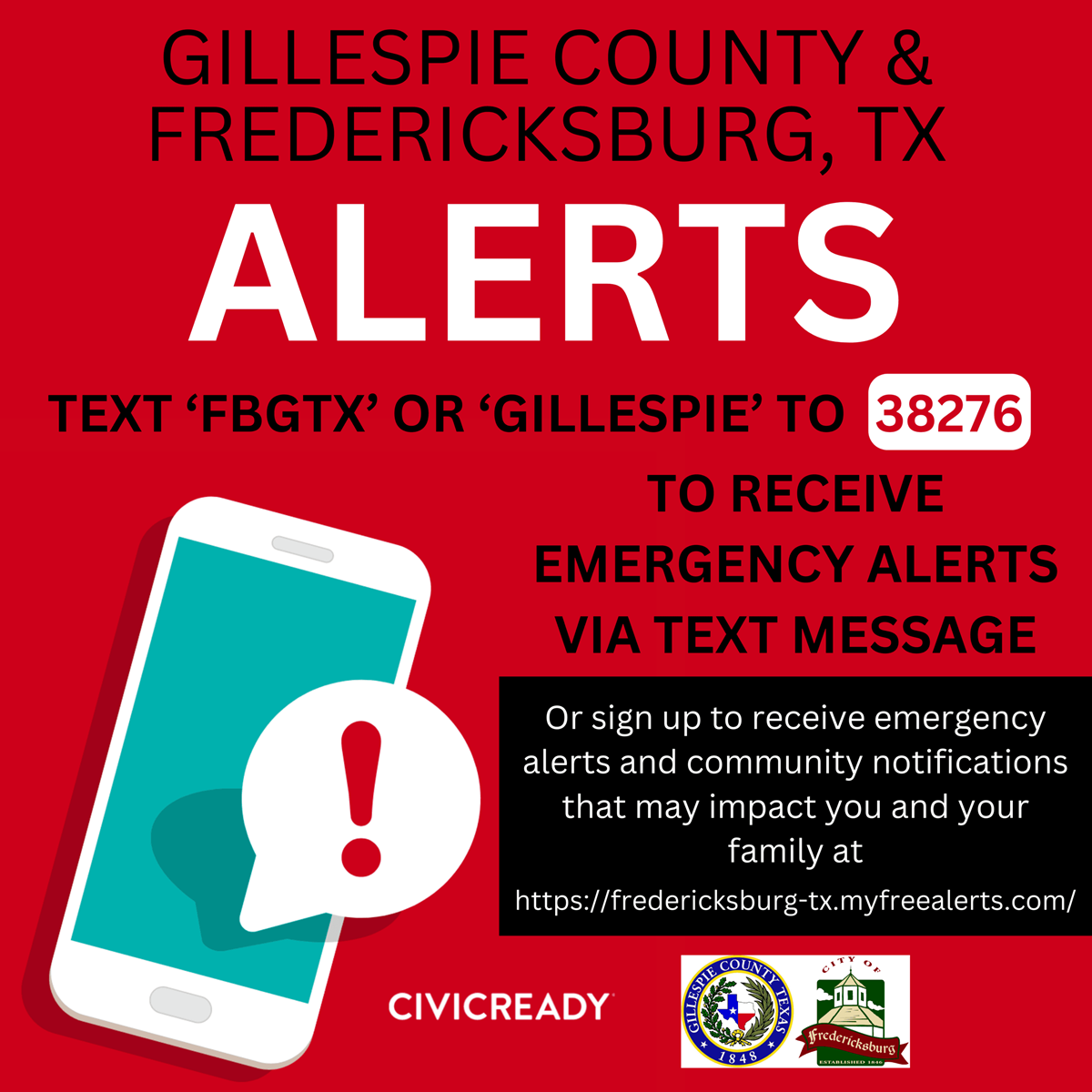 Gillespie County & Fredericksburg, TX Alerts 